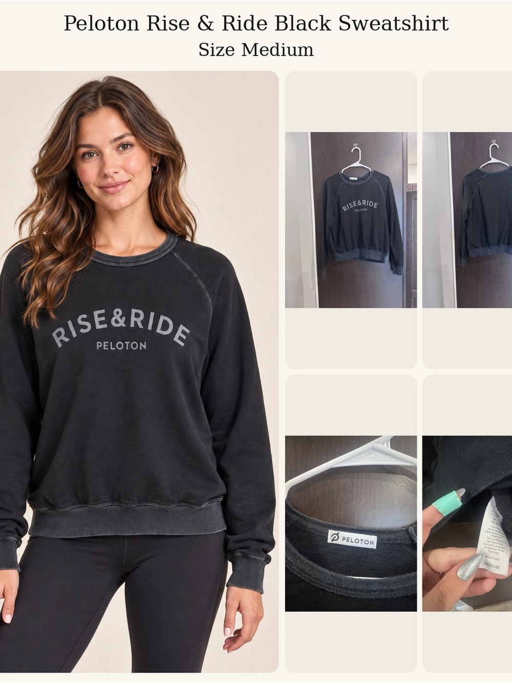 Peloton Black Rise & Ride Crew Sweatshirt